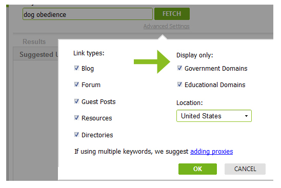 gov and edu link finder