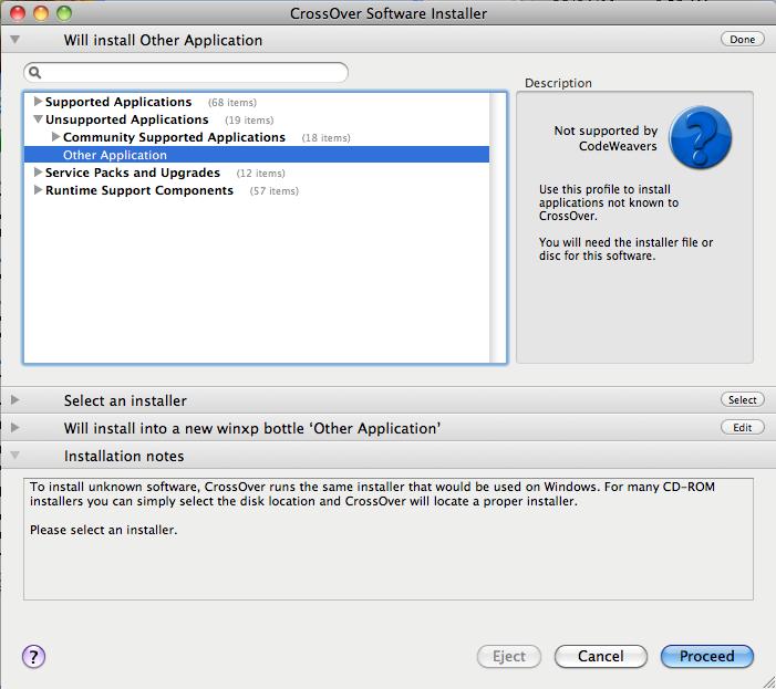 Crossover software installer